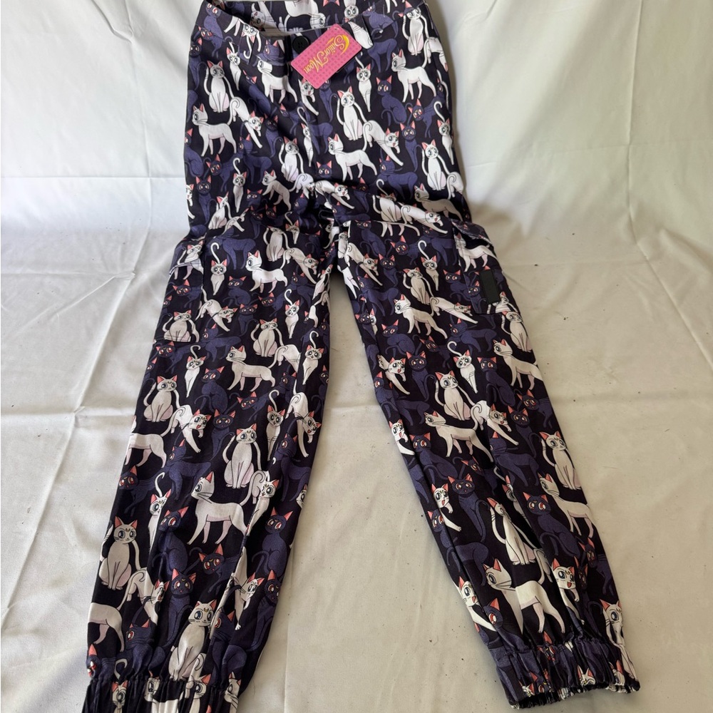 Blackmilk Purple Cat Print Track Pants